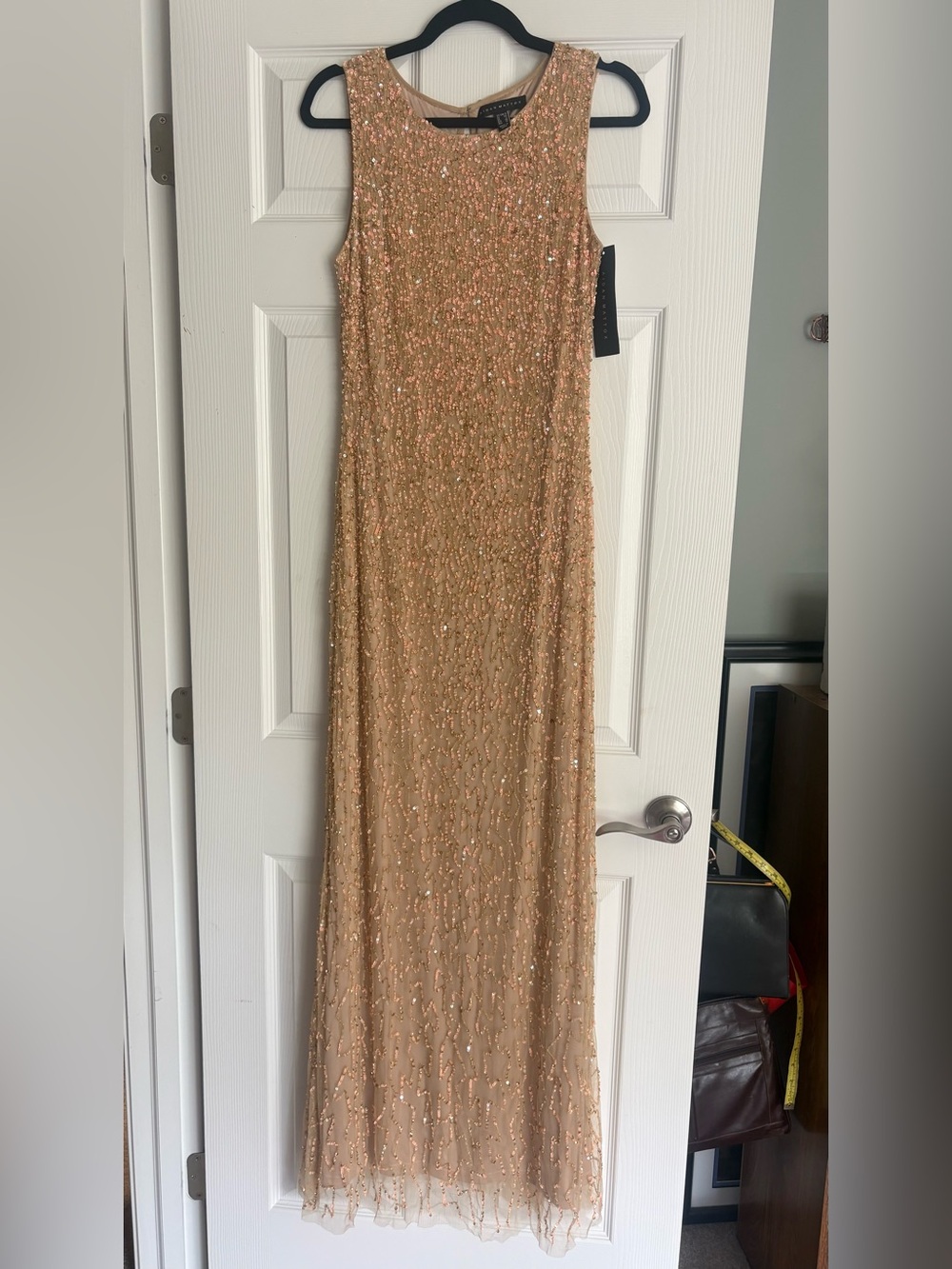 Aiden Maddox long gold gown. Size 8
NWT.